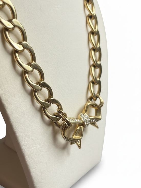 Juicy Couture Jewelry - Vintage Juicy Couture Chunky Gold Link Crystal Bow Statement Necklace Signed
